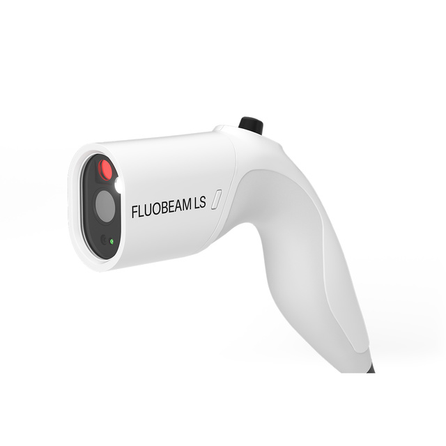 Fluobeam LS near‑infrared fluorescence imaging camera by ww5, white handheld medical device on white background.