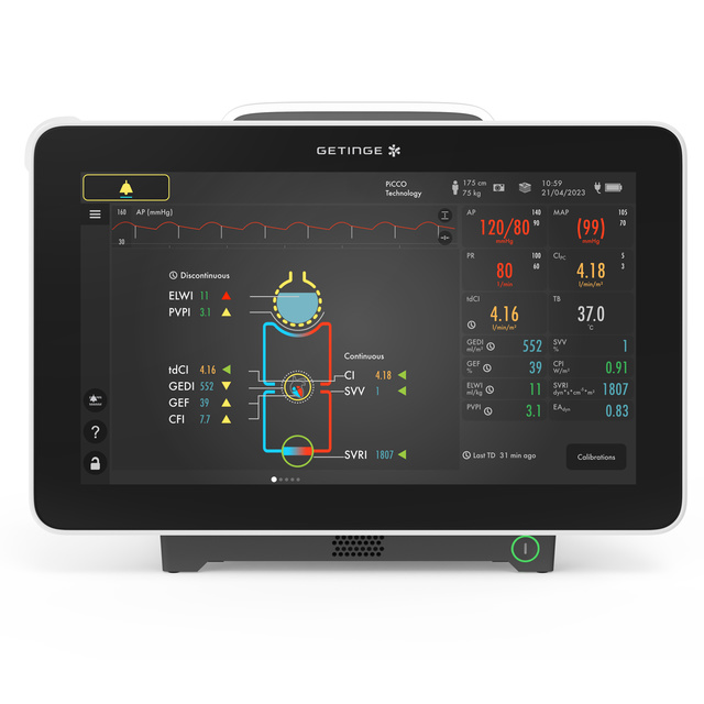 Front view of Pulsiocare monitor showing connection datas