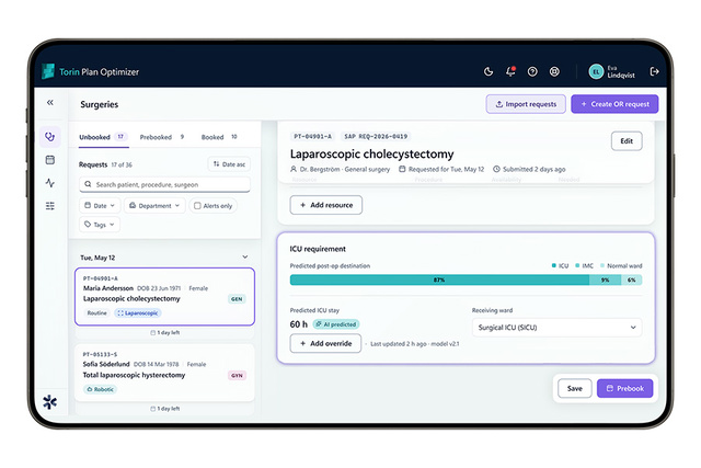 Torin Plan Optimizer ICU prediction iPad