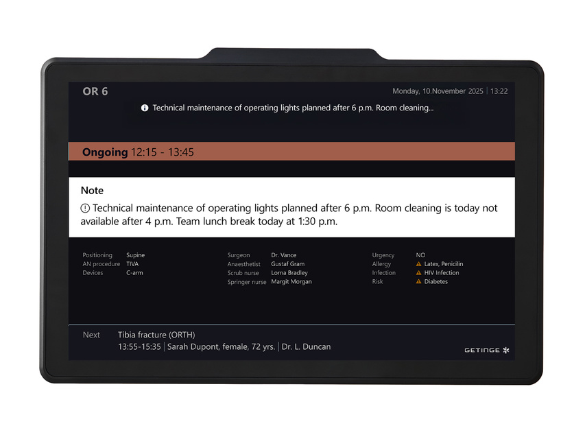 Digital door sign from ww5, SmartVíew, shows a interface with customizable pop-up infobox